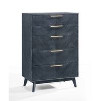 Cid Coy 47 Inch Tall Dresser Chest, 5 Drawer, Gold Metal, Ash Gray Wood - BM311766