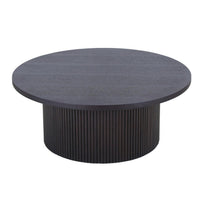 Cid Cue 35 Inch Coffee Table, Tambour Pedestal Base Black Ash Veneer Finish - BM311768