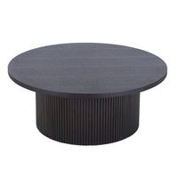 Cid Cue 35 Inch Coffee Table, Tambour Pedestal Base Black Ash Veneer Finish - BM311768