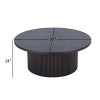 Cid Cue 35 Inch Coffee Table, Tambour Pedestal Base Black Ash Veneer Finish - BM311768