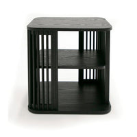 19 Inch Side End Table, 3 Shelves, Modern Vertical Slats, Black Ash Wood - BM311774