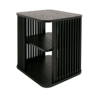 19 Inch Side End Table, 3 Shelves, Modern Vertical Slats, Black Ash Wood - BM311774