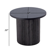 Cid Cue 24 Inch Side End Table, Tambour Pedestal Base, Black Ash Veneer - BM311775