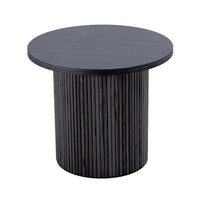 Cid Cue 24 Inch Side End Table, Tambour Pedestal Base, Black Ash Veneer - BM311775