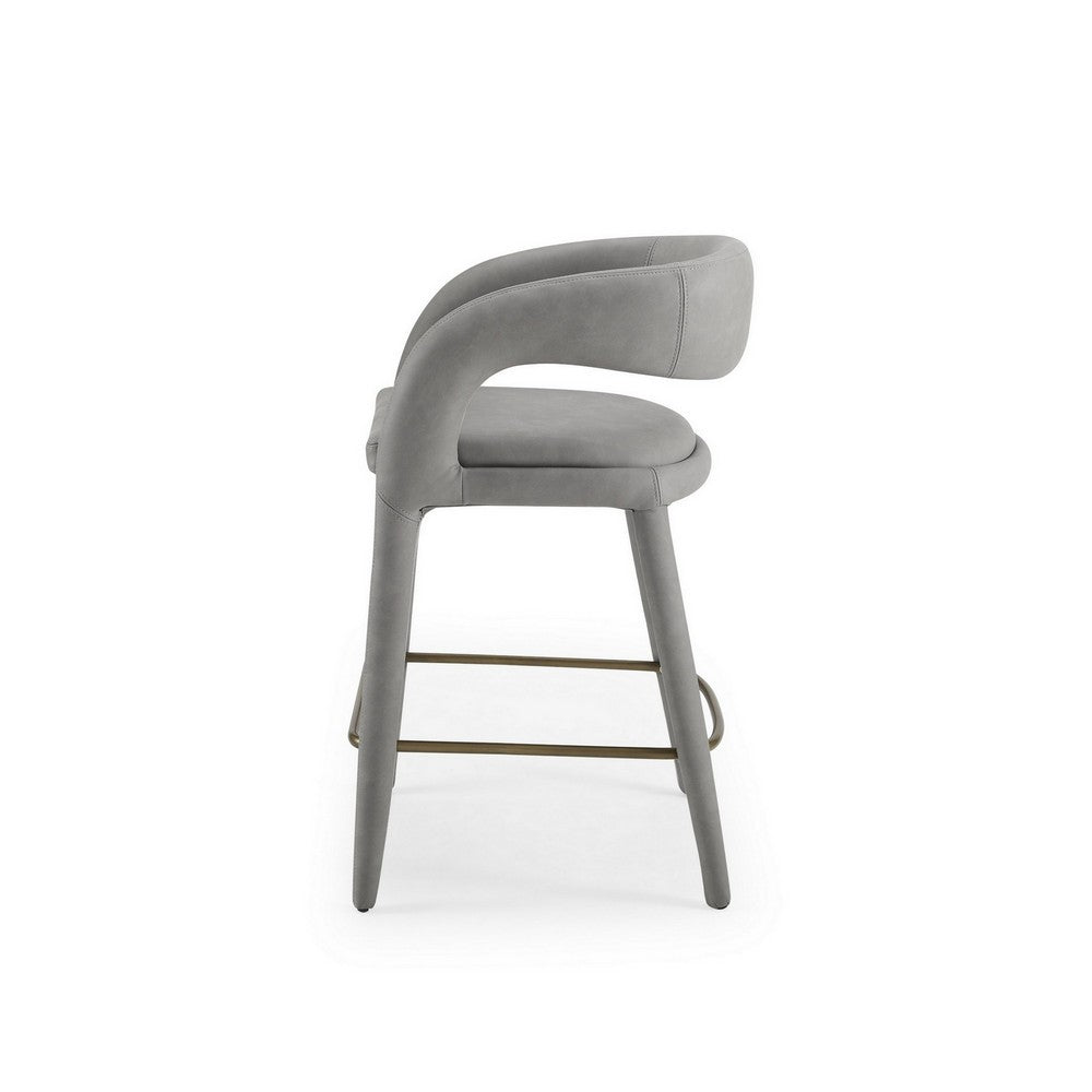 Cid Taya 26 Inch Counter Stool Chair, Tapered Legs, Gray Faux Leather - BM311779