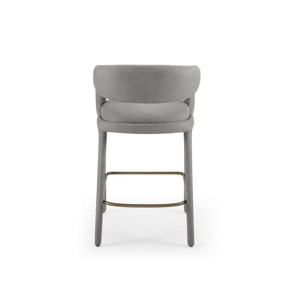 Cid Taya 26 Inch Counter Stool Chair, Tapered Legs, Gray Faux Leather - BM311779