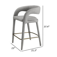 Cid Taya 26 Inch Counter Stool Chair, Tapered Legs, Gray Faux Leather - BM311779