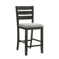 Woodlands 24 Inch Counter Height Chairs, Set of 2, Wheat Fabric Upholstered Seat, Black - BM311785