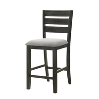 Woodlands 24 Inch Counter Height Chairs, Set of 2, Wheat Fabric Upholstered Seat, Black - BM311785