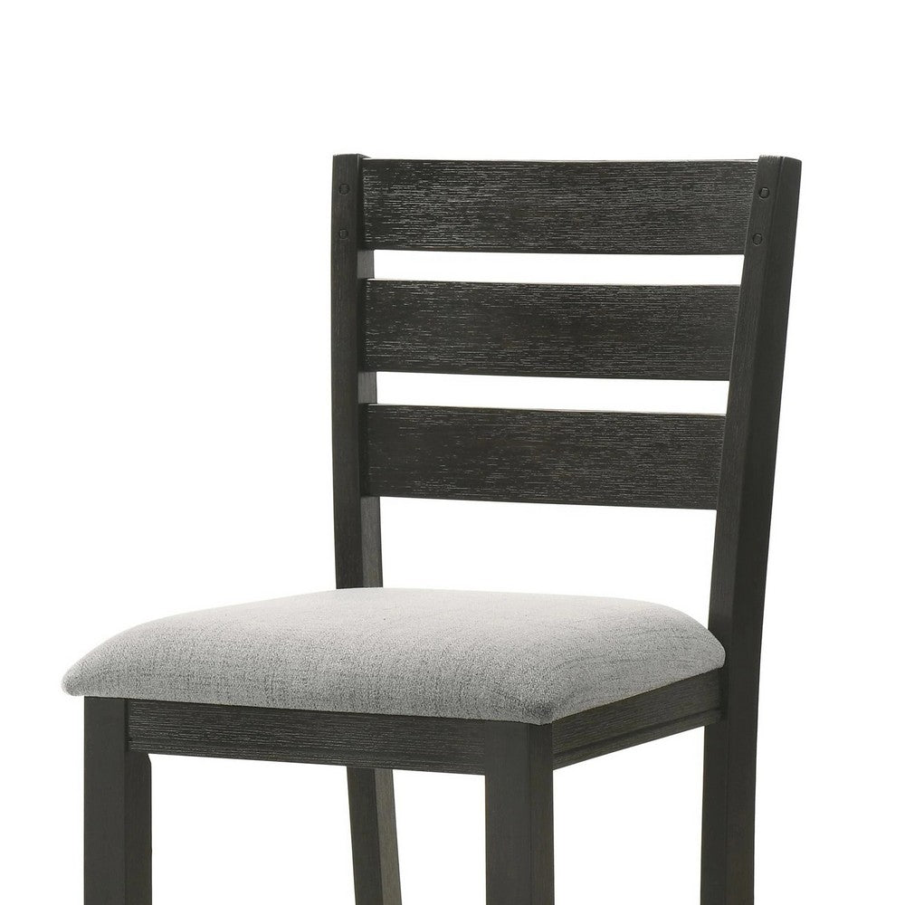 Woodlands 24 Inch Counter Height Chairs, Set of 2, Wheat Fabric Upholstered Seat, Black - BM311785