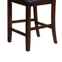 Woodlands 24 Inch Counter Height Chair, Faux Leather, Wood, Black and Brown - BM311785