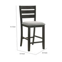 Woodlands 24 Inch Counter Height Chairs, Set of 2, Wheat Fabric Upholstered Seat, Black - BM311785