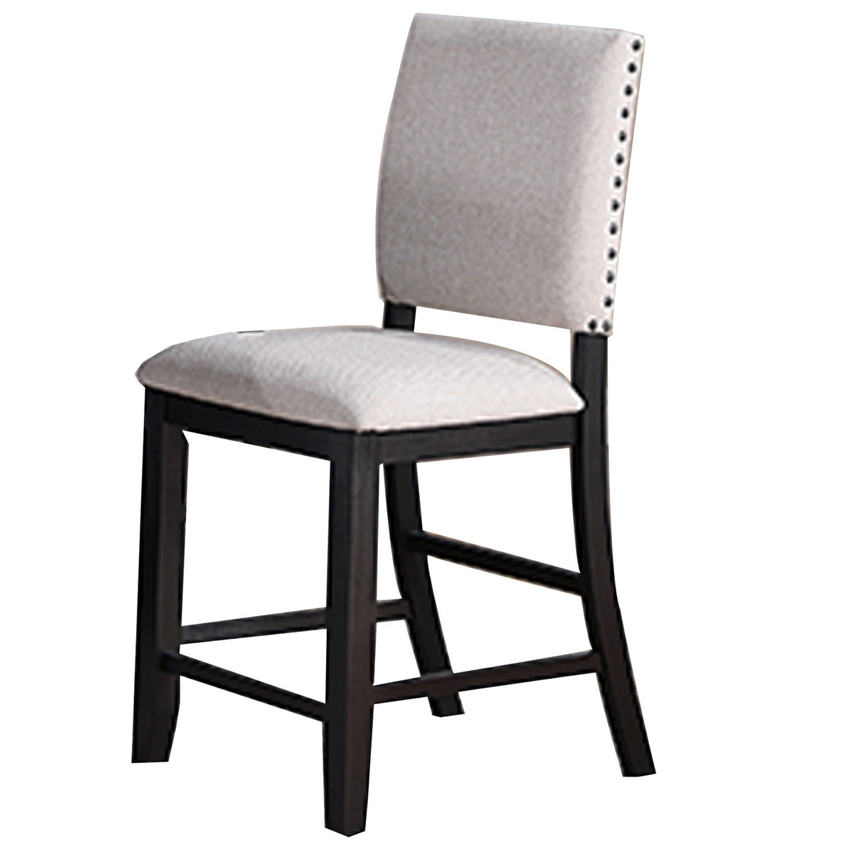 Edward 24 Inch Counter Height Chair Set of 2, Black Wood, White Fabric - BM311792