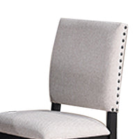 Edward 24 Inch Counter Height Chair Set of 2, Black Wood, White Fabric - BM311792