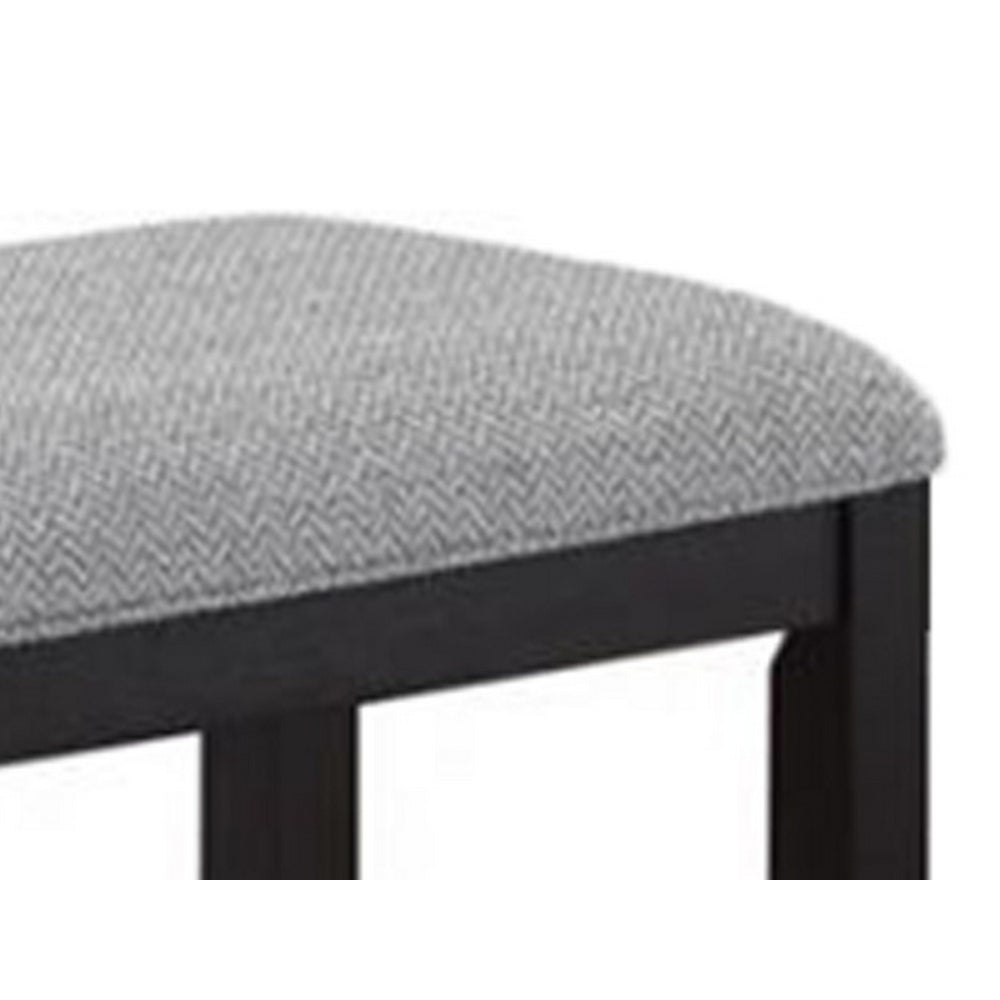Patricia 48 Inch Counter Height Dining Bench, Black Wood and Gray Fabric - BM311793
