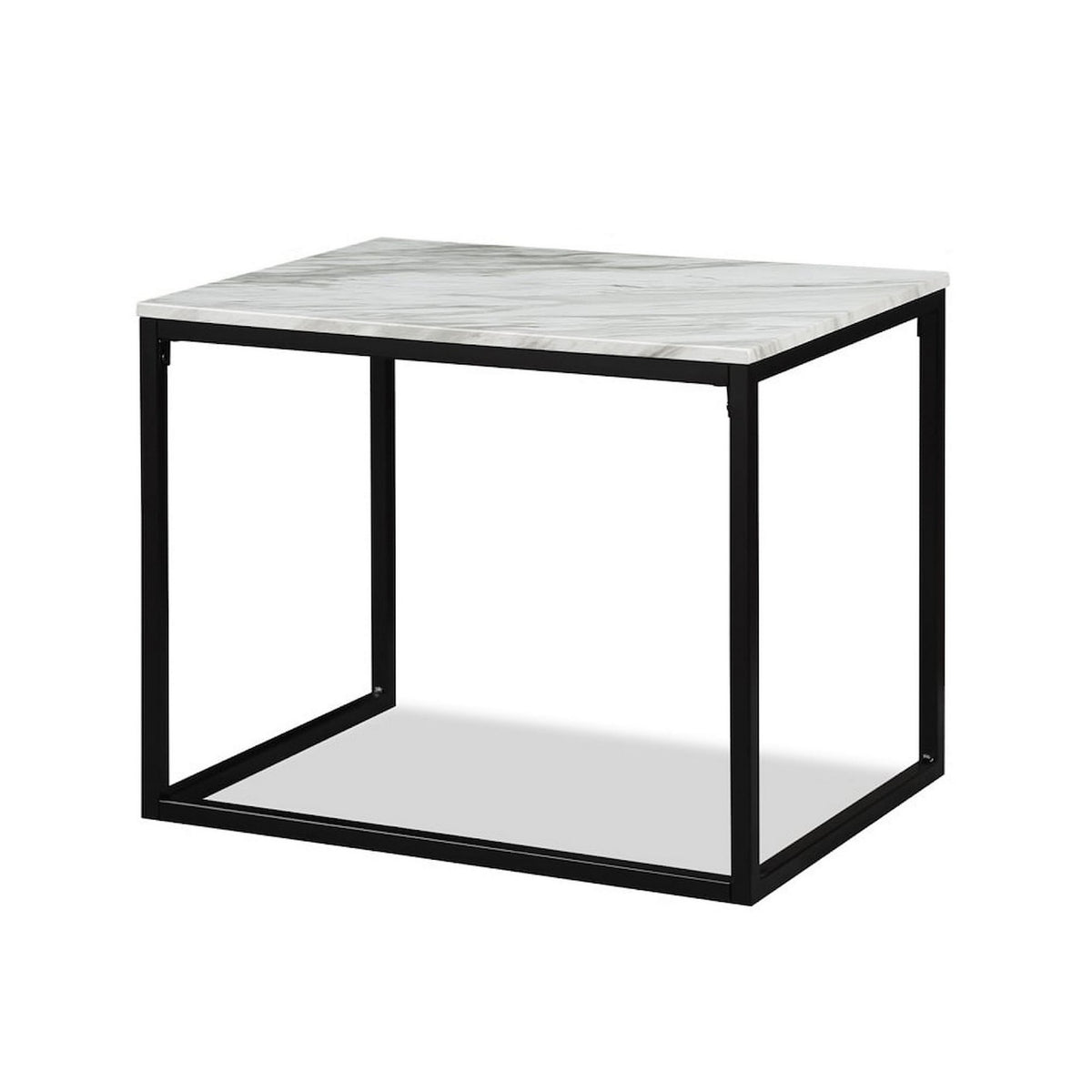 Rebecca 3pc Nesting Coffee and End Table Set, Black Metal, White Marble Top - BM311800