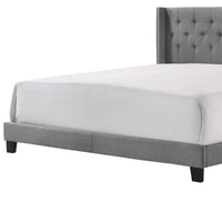 Lih California King Bed, Wingback Tufted Headboard, Wood Legs, Gray - BM311801