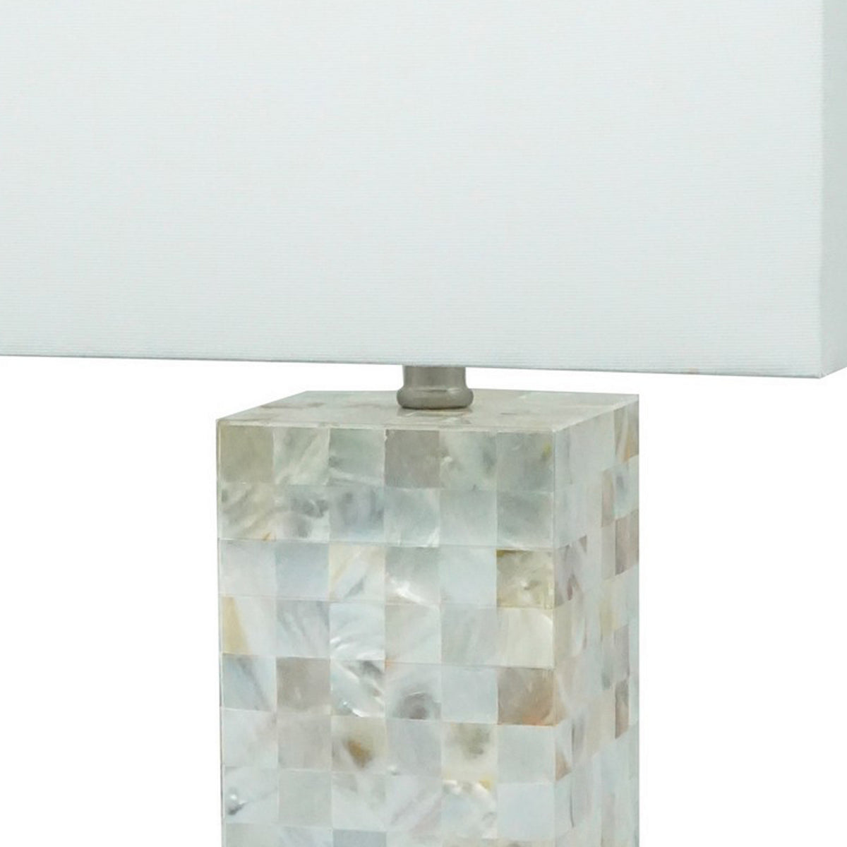 27 Inch Table Lamp Set of 2, Square White Shade, Steel Base, Marble, White - BM311803