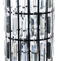 Carolyn 20 Inch Table Lamp, Glass Shade, Cylindrical Metal Base, Black  - BM311804