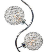 Denise 32 Inch Table Lamp, Metal Frame, Round Base Glass, Crystals, Silver - BM311806