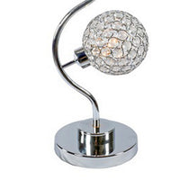 Denise 32 Inch Table Lamp, Metal Frame, Round Base Glass, Crystals, Silver - BM311806