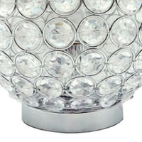Denise 9 Inch Table Lamp, Round Metal Base, Crystal Ball Shade, Set of 2, Silver - BM311807