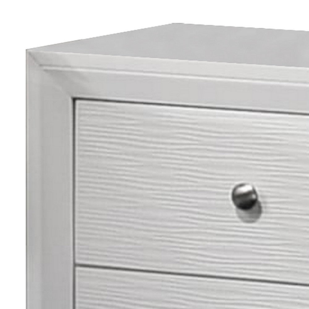 Eve 24 Inch Nightstand, 2 Drawers, Metal Knobs, Modern White Wood - BM311820