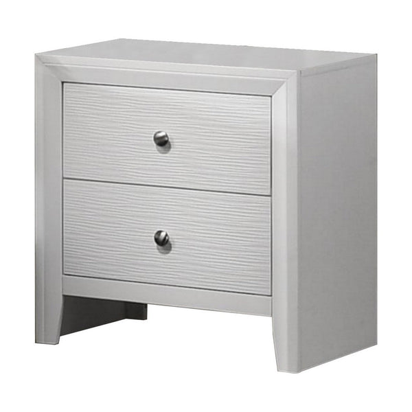 Eve 24 Inch Nightstand, 2 Drawers, Metal Knobs, Modern White Wood - BM311820