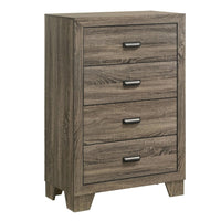 Shannon 45 Inch Tall Dresser Chest, Wood, Metal Handles, 4 Drawers, Brown - BM311825