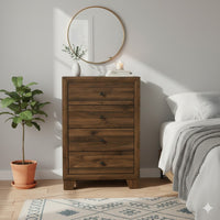 Shan 45 Inch Tall Dresser Chest, 4 Drawers, Cherry Brown Wood Finish - BM311826
