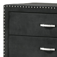 Moha 50 Inch Tall Dresser Chest, 5 Drawers, Metal Handles, Black Velvet - BM311828