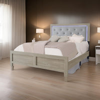 Ancy King Size Bed, Tufted and Upholstered Headboard, Light Gray Finish - BM311829