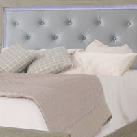 Ancy Queen Size Bed, Tufted and Upholstered Headboard, Light Gray Finish - BM311830