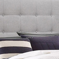 Lawrence Full Size Bed, Wood Frame, Light Gray Button Tufted Upholstery - BM311833