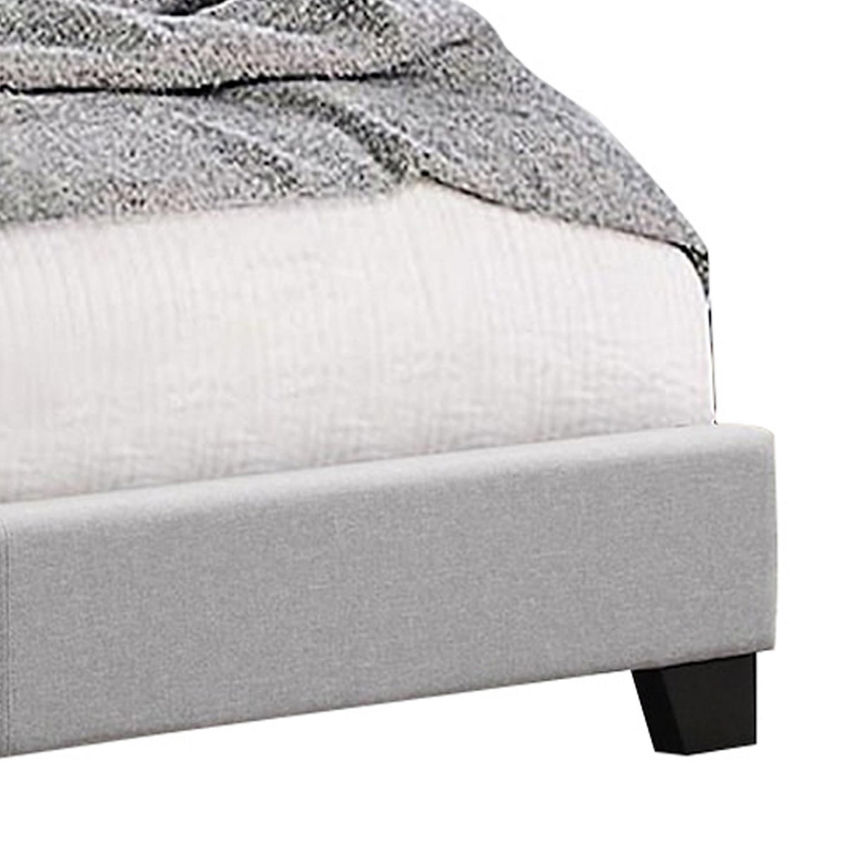 Lawrence Full Size Bed, Wood Frame, Light Gray Button Tufted Upholstery - BM311833