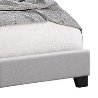 Lawrence Twin Size Bed, Wood Frame, Light Gray Button Tufted Upholstery - BM311836