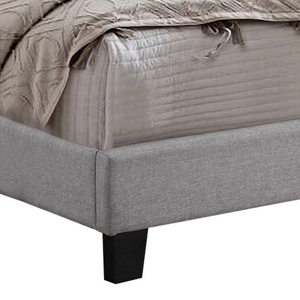 Shirin Full Size Bed, Wood, Nailhead Trim, Upholstered Headboard, Gray - BM311837