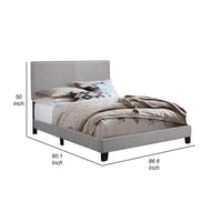 Shirin King Size Bed, Wood, Nailhead Trim, Upholstered Headboard, Gray - BM311838