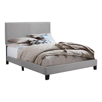 Shirin Queen Size Bed, Wood, Nailhead Trim, Upholstered Headboard, Gray - BM311839