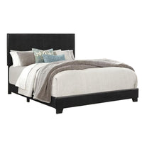 Shirin California King Bed, Wood, Nailheads, Upholstered Headboard, Black - BM311841