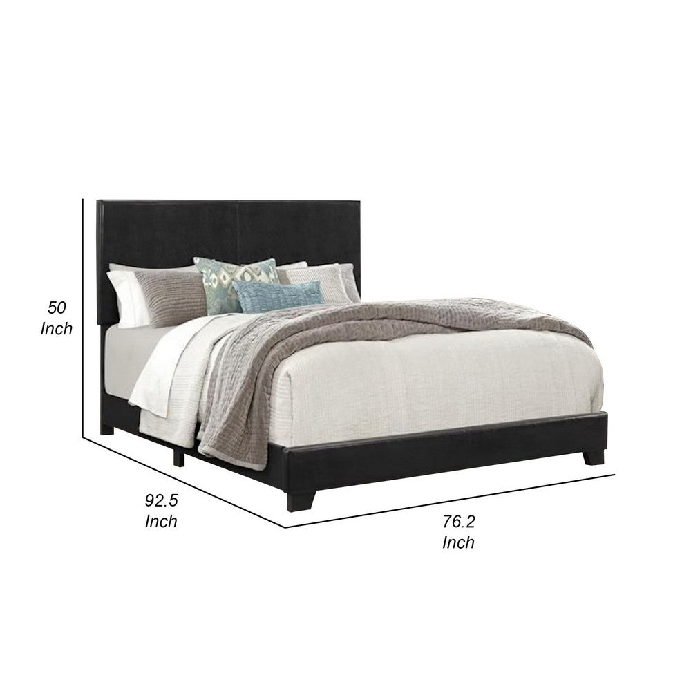 Shirin California King Bed, Wood, Nailheads, Upholstered Headboard, Black - BM311841