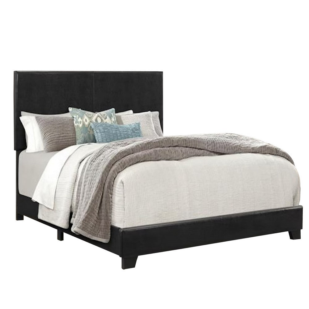 Shirin Full Size Bed, Wood, Nailhead Trim, Upholstered Headboard, Black - BM311842