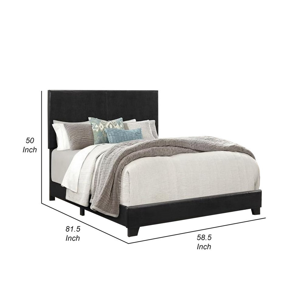 Shirin Full Size Bed, Wood, Nailhead Trim, Upholstered Headboard, Black - BM311842