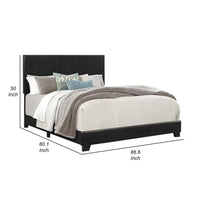 Shirin King Size Bed, Wood, Nailhead Trim, Upholstered Headboard, Black - BM311843