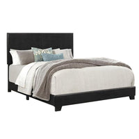 Shirin King Size Bed, Wood, Nailhead Trim, Upholstered Headboard, Black - BM311843