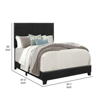 Shirin Twin Size Bed, Wood, Nailhead Trim, Upholstered Headboard, Black - BM311845
