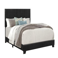 Shirin Twin Size Bed, Wood, Nailhead Trim, Upholstered Headboard, Black - BM311845