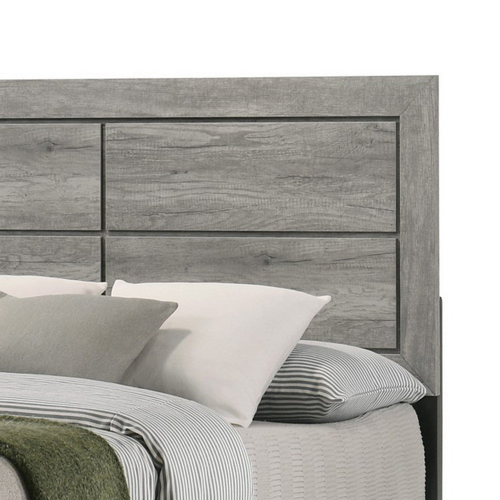 Robin Twin Size Bed, Low Profile Base, Rustic Gray Driftwood Finish - BM311849