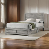 Robin Twin Size Bed, Low Profile Base, Rustic Gray Driftwood Finish - BM311849