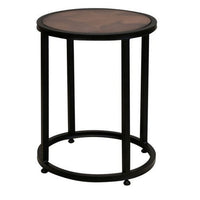 Berry 24 Inch Side End Table, Copper Round Top, Caster Wheels, Black Metal - BM311851